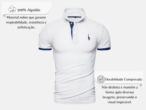 Kit 5 Camisas Polos Masculinas Animals - Branco, Azul, Cinza, Vermelho e Preto