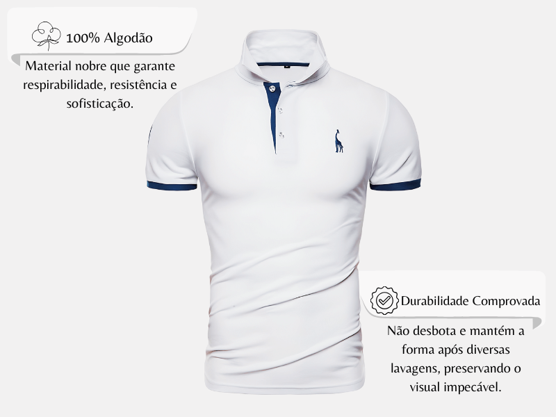 Kit 5 Camisas Polos Masculinas Animals - Branco, Azul, Cinza, Vermelho e Preto