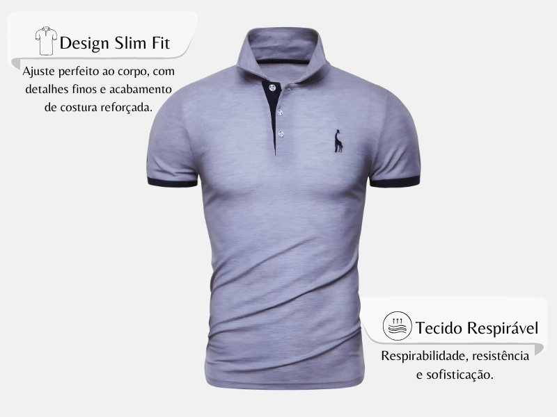 Kit 5 Camisas Polos Masculinas Animals - Branco, Azul, Cinza, Vermelho e Preto